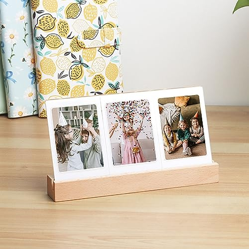 -Bilderrahmen, Beleuchteter, Durchsichtiger Acryl-Schreibtisch-Bilderrahmen, 7,6 cm (7,6 cm) und 3 Öffnungen, Fotoständer für -Sofortfotos, für Freunde