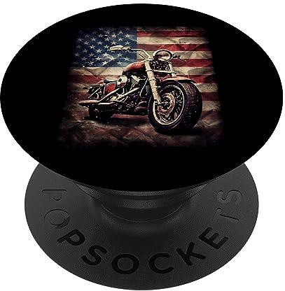 Vintage Motorcycle USA Flag Retro Biker American PopSockets Klebender PopGrip