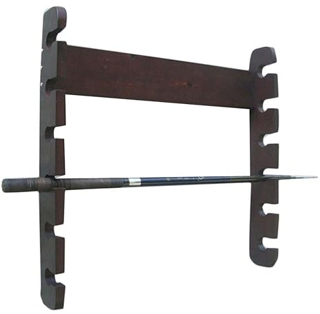Angelrutenhalter An Der Wand Montiertes 6-Positionen-Angelruten-Präsentationsregal Aus Massivem Holz Billard-Queue-Präsentationsregal Garagen-Aufbewahrungs-Boden-Präsentationsständer (Color : Brown-B