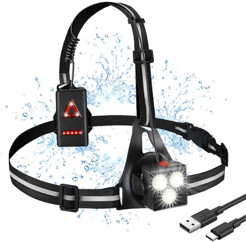 Lampada da Corsa Funmo Luce Corsa Ricaricabile USB 3 modalità di Illuminazione Fascio Regolabile a 120°Torcia Running Fascia Cinturino Catarefrengente Professionale per Corsa Corridori Jogging
