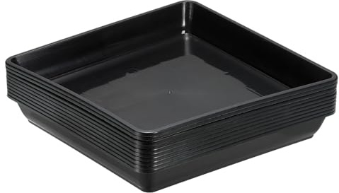 PATIKIL Pflanze Untertassen 9 10 Packung Viereckig Plastik Blumentopf Dickere Pflanzen Tropfschalen für Innen Außen Garten Getopft Schwarz
