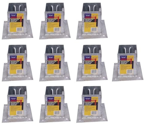 10 x Fence Post Holder 75mm posts Support Bolt Down Shoe Anchor Wedge Grip Galvanised for 75mm x 75mm posts (3) Eliza Tinsley Swiftpost, Pack of 10