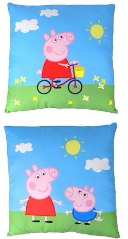1 Stück Kinderkissen - Dekokissen ca. 30cm x 30cm - Standard 100 by Oeko-TEX® geprüfte Qualität- Original Lizenzware - Peppa-Schorsch