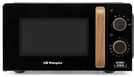 Microondas de Diseño con Grill 20L 700W | Microondas de Sobremesa Negro | Microondas de Convección 6 Potencias | Medidas 44,6x24,3x35,3 cm