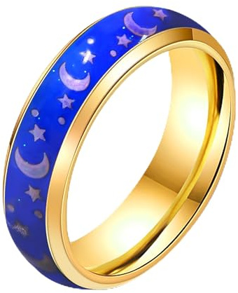 Uloveido 6 mm Edelstahlband, bequeme Passform, temperaturempfindlich, Farbwechsel, Stimmungsringe, Regenbogenfarben