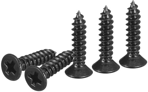 DTGN 100Pcs #4x1/2 Flat Head Wood Screws, 304 Stainless Steel Phillips Self Tapping Screws - Good for Woodworking, Furniture - Black