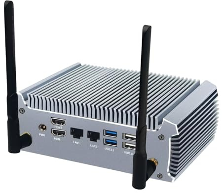 AIOPCWA Mini PC Ryzen 7 7730U (8C16T, up to 4.5GHz) Windows 11 Pro, Fanless AMD Dual LAN Desktop Computer, Barebone, NO RAM NO Storage, Radeon Graphics, HD, WiFi6, BT5.2