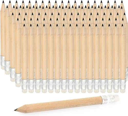 KUKURULLO Confezione da 100 Mini Matite in Legno Corte Golf Con Gomma da Cancellare - Regalo per Congressi, Riunioni e Feste di Compleanno