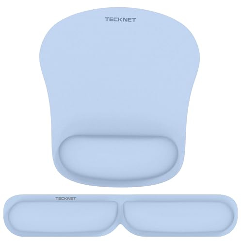 TECKNET Mauspad mit Handauflage, Gelkissen Mousepad und Tastatur Handgelenkauflage Set aus ergonomischem Gedächtnisschaum Faltbar, Wasserdicht Mousepad für Geschäftsreisen, Reisen, Arbeiten und Spiel
