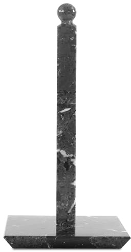 Marmorerad pappershanddukshållare, fyrkantig vit, 30 cm handgjord handdukshållare för köksbord, pappershanddukshållare för bänkskiva, kökstillbehör (Black)