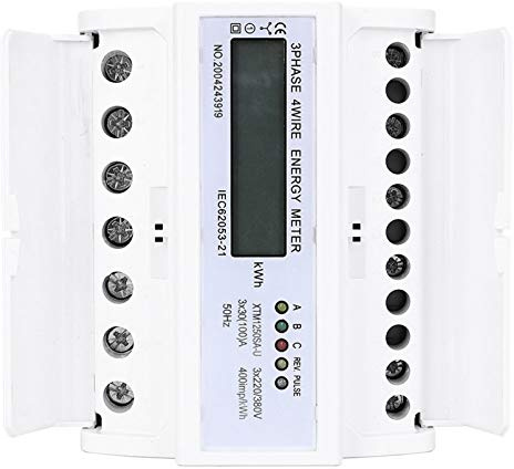 3-Phasen-Stromzähler, 1 Stück 3 X /380 V Digitaler 3-Phasen-4-Draht-7P-DIN-Schienen-Stromzähler Elektronischer KWh-Zähler für 35-mm-Standard-DIN-Schieneninstallation mit (30(100) A)