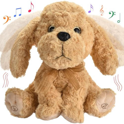 GOBRILLFUN Interaktives singendes Plüschtier – Hund Stofftiere Aufzeichnen & Wiederholen, was Sie Sagen, 8 Lieder, Kopf- & Ohrbewegungen, Geburtstag Weihnachten für Kleinkinder Alter 3 4 5 6