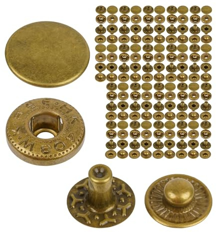 Bottoni a pressione senza cucitura, Ø 10 mm, 20 paia, in bronzo, set senza attrezzi, clip per tessuti per il fai da te, chiusura a scatto con clip a molla, riparazione di bottoni in metallo
