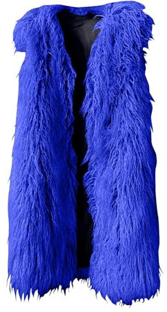 Komiseup Winterjacke Damen, Fleecejacke Damen, Weste Damen Lange Kunstpelz Jacke Ärmellose Wintermantel Winter Plüschjacke mit Kapuze Elegant Pelzmantel Kunstfell Oberbekleidung Faux Pelz Coat 03