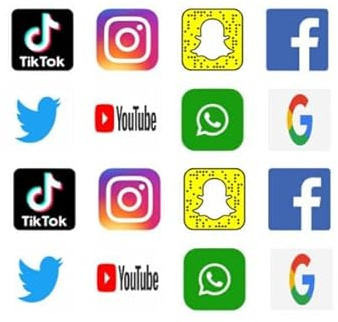 x16 Social Media App Icons Cake Toppers, Cupcake toppers, Edible Fondant Icing, Non edible, Birthday Cake Decorations