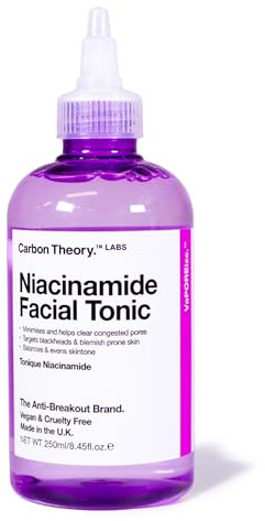 Carbon Theory VaPOREize Niacinamide Face Toner 250ml | Evens Skin Tone and Helps Minimise and Clear Congested Pores for Blemish Prone Skin. Enriched with Calamine Extract.