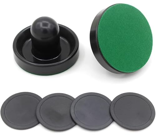 Air Hockey Pushers, 1 Set Mini Air Hockey Pushers and Air Hockey Pucks,2 Pcs 60mm Air Hockey Table Felt Pusher with 4Pcs Red Pucks for Replacement Pucks Table Mallet Goalies for Game Table (A)
