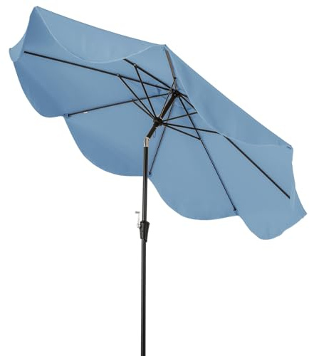 RELAX4LIFE Ombrellone da Giardino 270cm, Parasole da Esterno con 8 Stecche, Inclinazione Regolabile, per Giardino, Spiaggia e Balcone (Blu-Stile2)