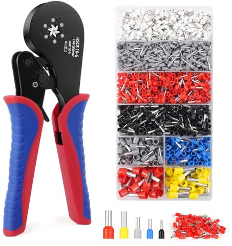 AOOWU Pince à sertir, 0,08-16mm² Pince à Sertir Cosse Electrique avec 1800PCS Cosses Electriques à Sertir, Pince Sertir les Cosses de Fils, Pince Electricien Cliquet Auto-Adjuvsable, Sertissage Précis