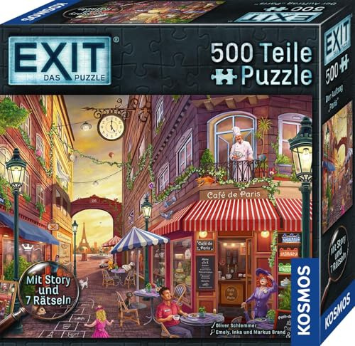 Kosmos EXIT® - Das Puzzle: Der Auftrag Paris, Escape Room Rätsel | 500 Teile, für Erwachsene und Kinder ab 10 Jahren, 7 Rätsel puzzlen, für Einsteiger geeignet