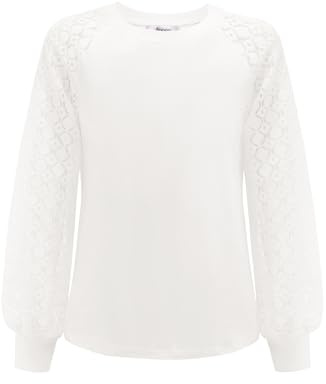 Arshiner Camiseta para Niñas Blusa De Manga Larga con Cuello Redondo Camisetas de Otoño Niños Top Liso Top Elegante Túnica de Moda para el Tiempo Libre Ropa para Niños 6-12 Años