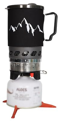 Camping Stove Gas System Portable Gas Cooking Set Pot Burner for Outdoor | 0.9L, 388g, All-in-One Pot, Faster Boil with HX Base, Piezo Ignition, Compatible with Most Canisters