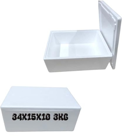 Generico Scatola Termica in Polistirolo, Contenitore Isotermico Rettangolare, Bianco, 34x15x10 cm, 3 kg, con Coperchio Ermetico per Alimenti, Bevande, Medicinali, Spedizioni Refrigerate
