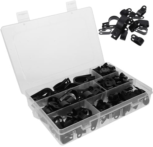ARTIBETTER 200 pezzi Kit Morsetti Fascette in Nylon Neri per Cavi Clip Fermacavi Automotive Tubo Organizzatore Fili per Casa e Ufficio
