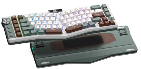 RK ROYAL KLUDGE A72 Alice Ergonomic Wireless Mechanical Keyboard w/Knob/Macro Keys/Touchable Nameplate, Tri-Mode 68% 72-Key Gasket Keyboard BT/2.4G/USB-C, Hot Swap, Win/Mac Software, 7500mAh Battery