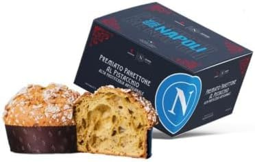 Confezione Per SSC Napoli Premiato Panettone al Pistacchio 1kg, Edizione Limitata, Alta Pasticceria Artigianale, Dolce Tradizionale Napoletano, Prodotto Ufficiale