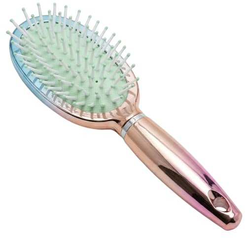 MIJOMA Cepillo de pelo con cerdas de nailon – acabado metálico iridiscente iridiscente – Mango ergonómico – Ideal para el peinado y cuidado diario (cepillo ovalado – 18 cm)