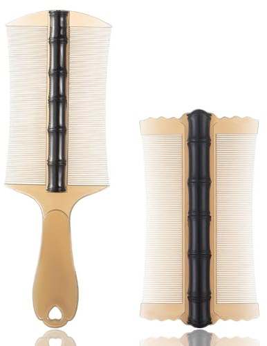 WhaleO 2 Piezas Lendrera Piojitos Fuera Peine Piojos y Liendres Peine Pelo Peine de Dientes de Plástico, Peine de Dientes de Doble Cara,Peine Anticaspa para Eliminación de La Caspa o Piojos, Marrón