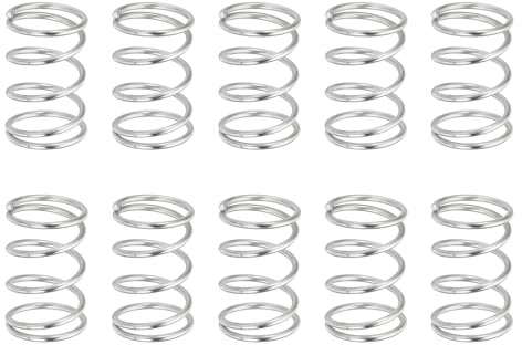 QUARKZMAN 10 st tryckfjädrar, tråddiameter 1 mm x ytterdiameter 14 mm x längd 20 mm 304 rostfritt stål förlängningsfjäder tryckfjädrar för kulspetspennor, silver