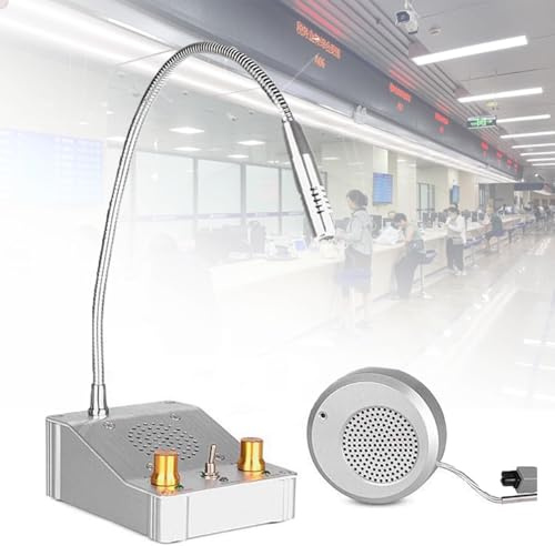 Dual Way Window Intercom System, High Power Speaker, Microphone with Recording Interface for, Two Way Intercom for Bank, Hospital