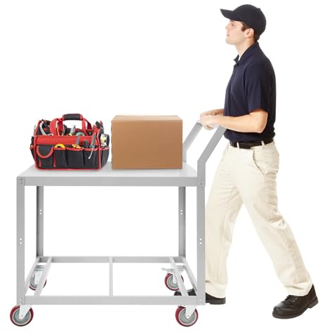 Tavolo da lavoro in acciaio, tavolo da lavoro da cucina con ruote e maniglia, tavolo in acciaio mobile, portata 158,76 kg, carrello per materiali, per scenari, hotel, ristoranti, uffici