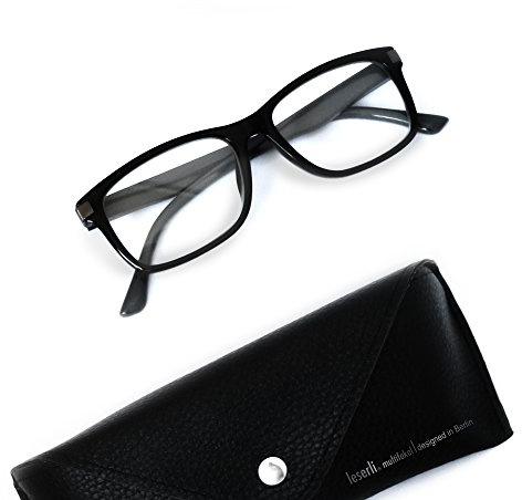 leserli Arbeitsplatzbrille Nahbereichsbrille PC-Brille Computerbrille erweiterter Lesebereich, Federscharnier, Etui, schwarz oder blau Lesebrille