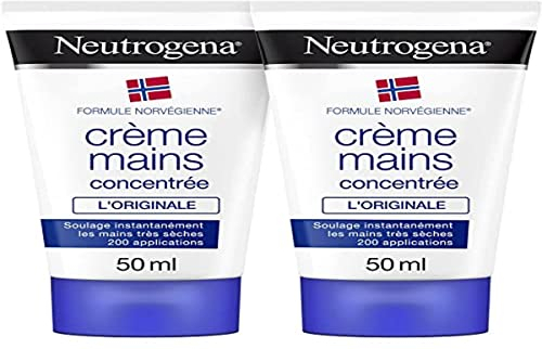 Neutrogena – Crème Mains Concentrée L'Originale Formule Norvégienne (lot de 2 tubes de 50 ml) – Crème hydratante pour mains très sèches et gercées – Soulagement immédiat et hydratation 24 h