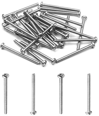 MroMax M2 x 25 mm viti a macchina Pan Phillips a croce vite 304 in acciaio inox bulloni di fissaggio argento grigio 30 pezzi