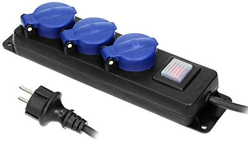 ORNO OR-AE-13192(GS)/5M Mehrfachsteckdose Außen Werkstatt Steckdose IP44 3-Fach mit 5m Kabel (5m)