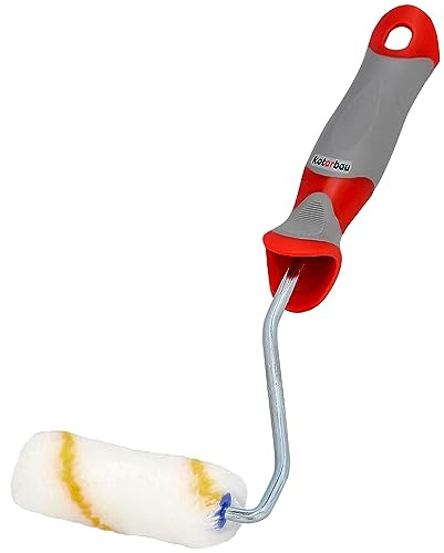 KOTARBAU® Farbroller Gelbfaden 100 mm mit Gummigriff Pinsel Farbwalze Walzenbürste Rollerwalze Rollerpinsel für Anstricharbeiten und Renovierung