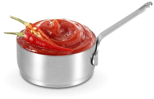 1PCS Stainless Steel Condiment Sauce Cup, Reusable Salad Dressing Container, Mini Individual Saucers Bowl, Round Seasoning Dishes, Individual Portion Cup with Ergonomic Handle for Ketchup, Dress