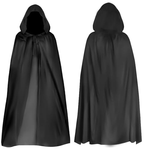 AWAVM Halloween Schwarzer Kapuzenumhang Sensenmann Mantel Schwarzer Teufelsumhang Cosplay Abschlussball Party Halloween Maskerade Erwachsene Kinder Fancy Kostüm