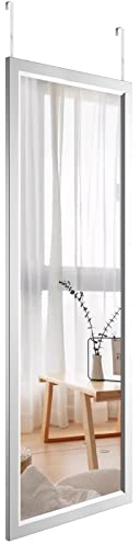 Dripex Wandspiegel 45x119cm Spiegel unbrechbarer Garderobenspiegel Flurspiegel höhenverstellbarer Hängespiegel mit Haken (Silber)