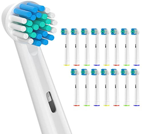 Sulkiwe Testine Compatibile con Oral b Braun Spazzolino elettrico Pro/Advance Power/Smart/Vitality/Genius Series, Precision Testine di Ricambio Adatto per Oral-B, 16 Pezzi (Bianco)