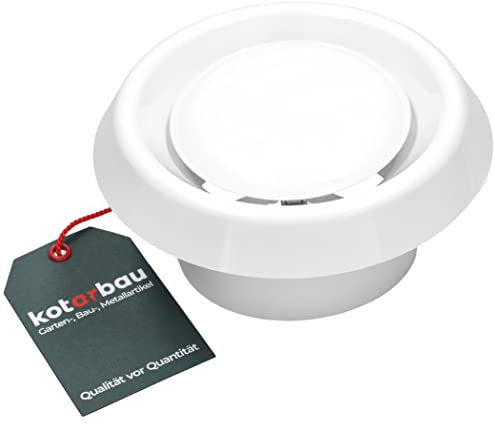 KOTARBAU® Plate Valve Round for Pipe Connection Diameter 100 mm White Anemostat Exhaust Plate Valve Ventilation Grille Ceiling Valve Plastic Ceiling Diffuser Exhaust Air Valves Cover Output Wall