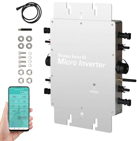 Jadeshay Solar Mikro-Wechselrichter 1600 W Grid Tie Inverter MPPT Photovoltaik-Wechselrichter mit Wi-Fi-Überwachungssystem für Solarpanel Photovoltaik