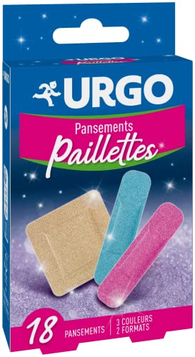 URGO - Apósitos de lentejuelas - 2 tamaños - 3 colores - Compresa antiadherente - 18 apósitos protectores
