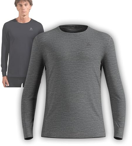Odlo Intimo termico da uomo Merino 200 I Intimo Merino da uomo I Maglia termica a maniche lunghe con collo rotondo I Uomo
