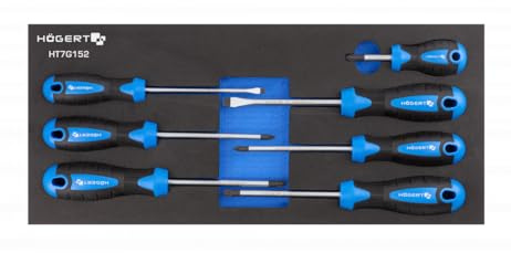 HÖGERT TECHNIK - Jeu de tournevis 7 pièces pour atelier, tournevis plat, tournevis cruciforme PH PZ, tournevis professionnel pour armoire à outils