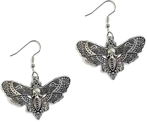 Vintage Hip Hop Death Moth Pendentif Boucle D'oreille Gothique Argent Couleur Crâne Papillon Rock Drop Boucle D'oreille Charme Femmes Bijoux